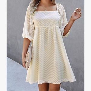 Lantern Sleeve Square Neck Dress